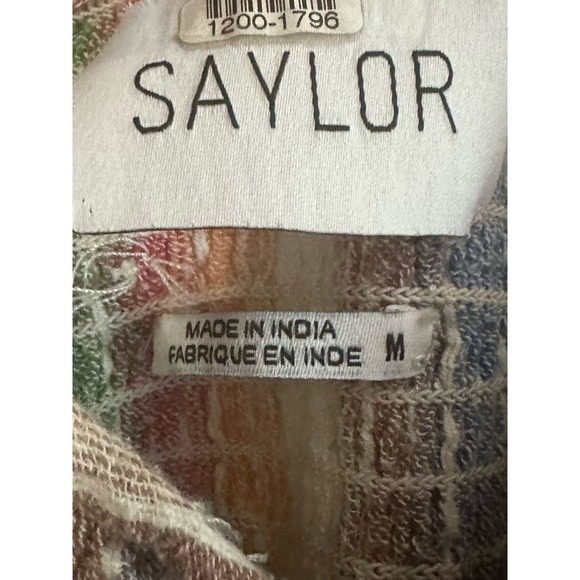 Saylor ANTHROPOLOGIE Sleeveless Rainbow-Stripe Smocked Gauze Mini Dress - Sz M - Picture 4 of 8